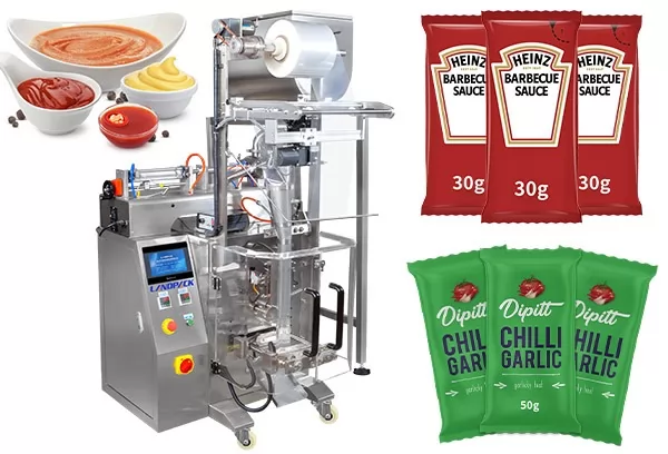 Automatic 25g-50g Chili Sauce Customized VFFS Pouch Packaging Machine