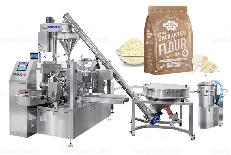 Automatic Powder M-Shape Pouch Rotary Doypack Packaging Machine With Spoon Feeder