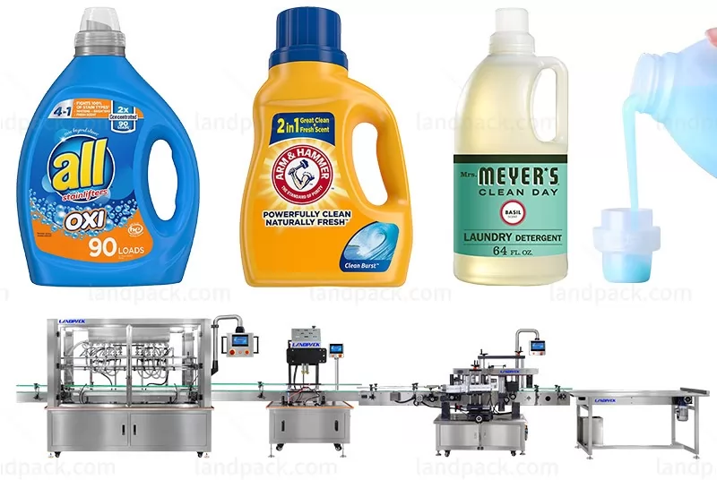 Automated 8 Heads Liquid Laundry Detergent Filling Capping Labeling Line