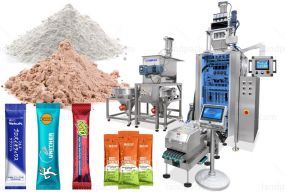 Automatic Powder Stick Bag Packing Machine Line With Vacuum Mixing Tank & Weigh Detector