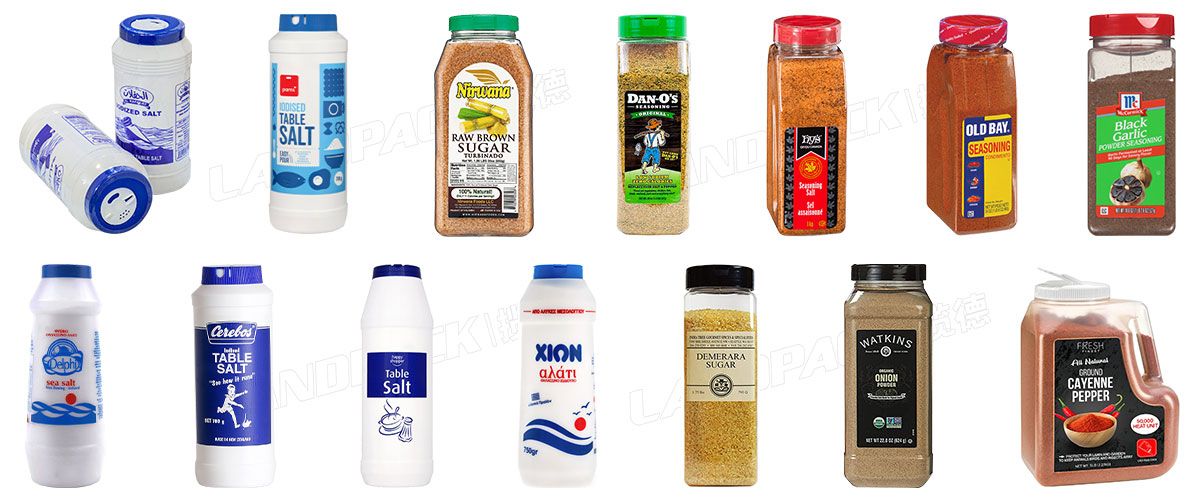 Automatic Fine Granule Rice Sugar Salt Seasoning Bottle Filling Capping Labeling Line