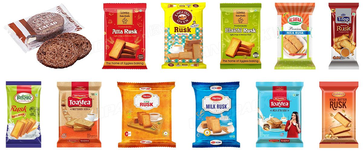 Automatic Biscuit Bread Rusk Multi-Function Packaging packing Food Flow Wrapping Packing Line