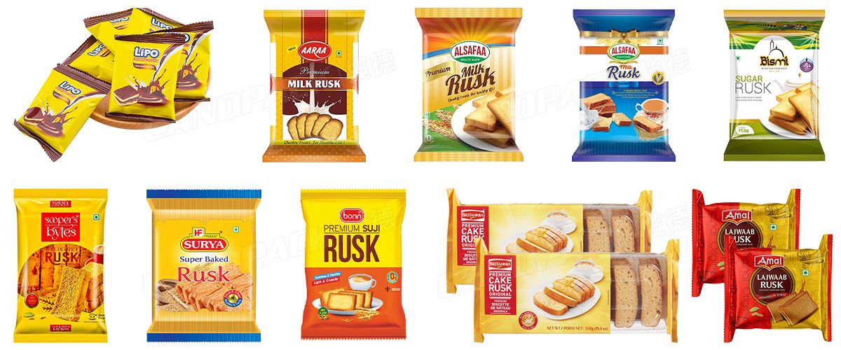 Automatic Rusk Bread Flowpack Packaging Machine Line Cookies Biscuits Feeding Packaging Line